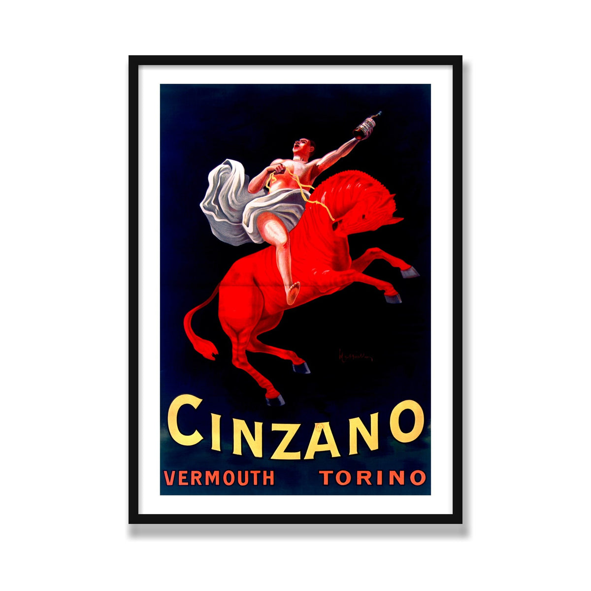 Cinzano, 28 × 40 in, Black Satin frame