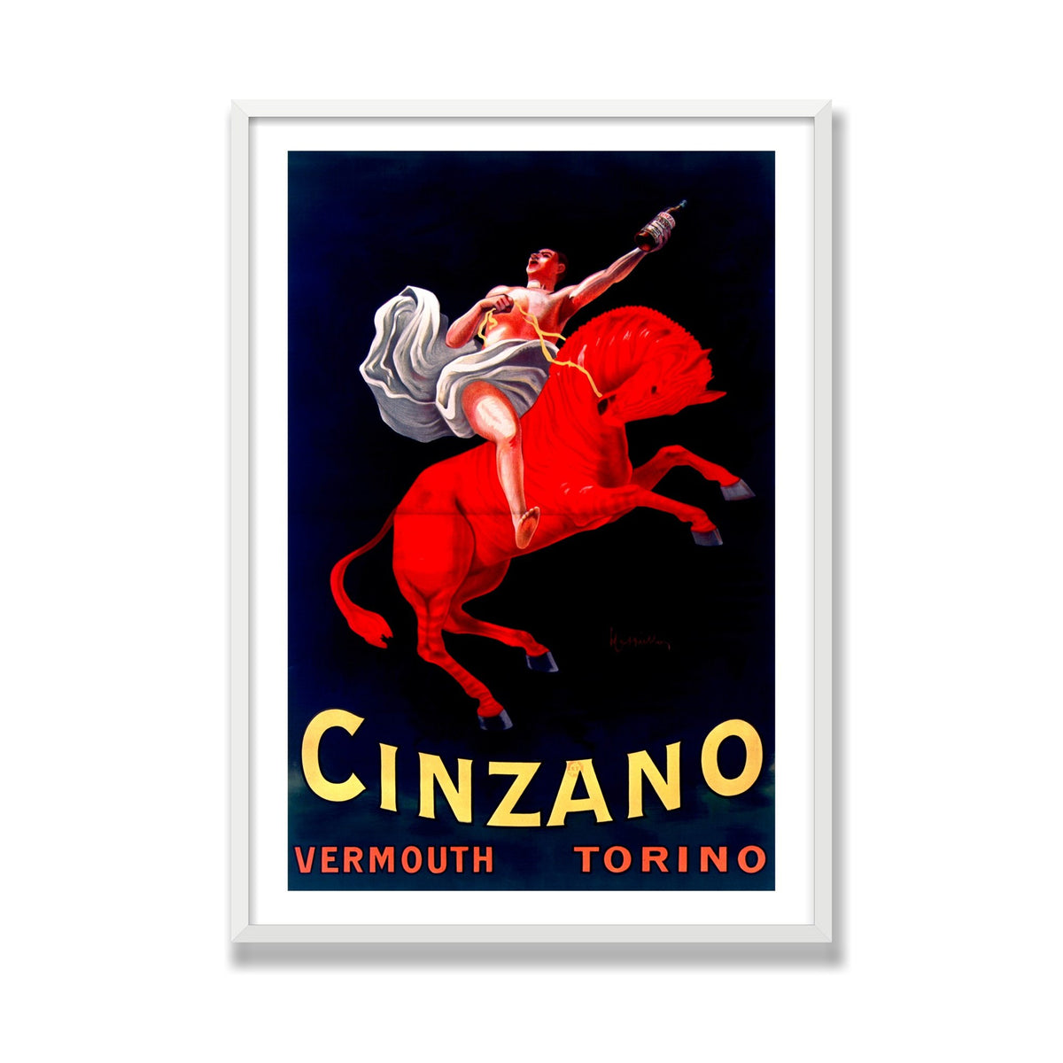 Cinzano, 28 × 40 in, White Satin frame
