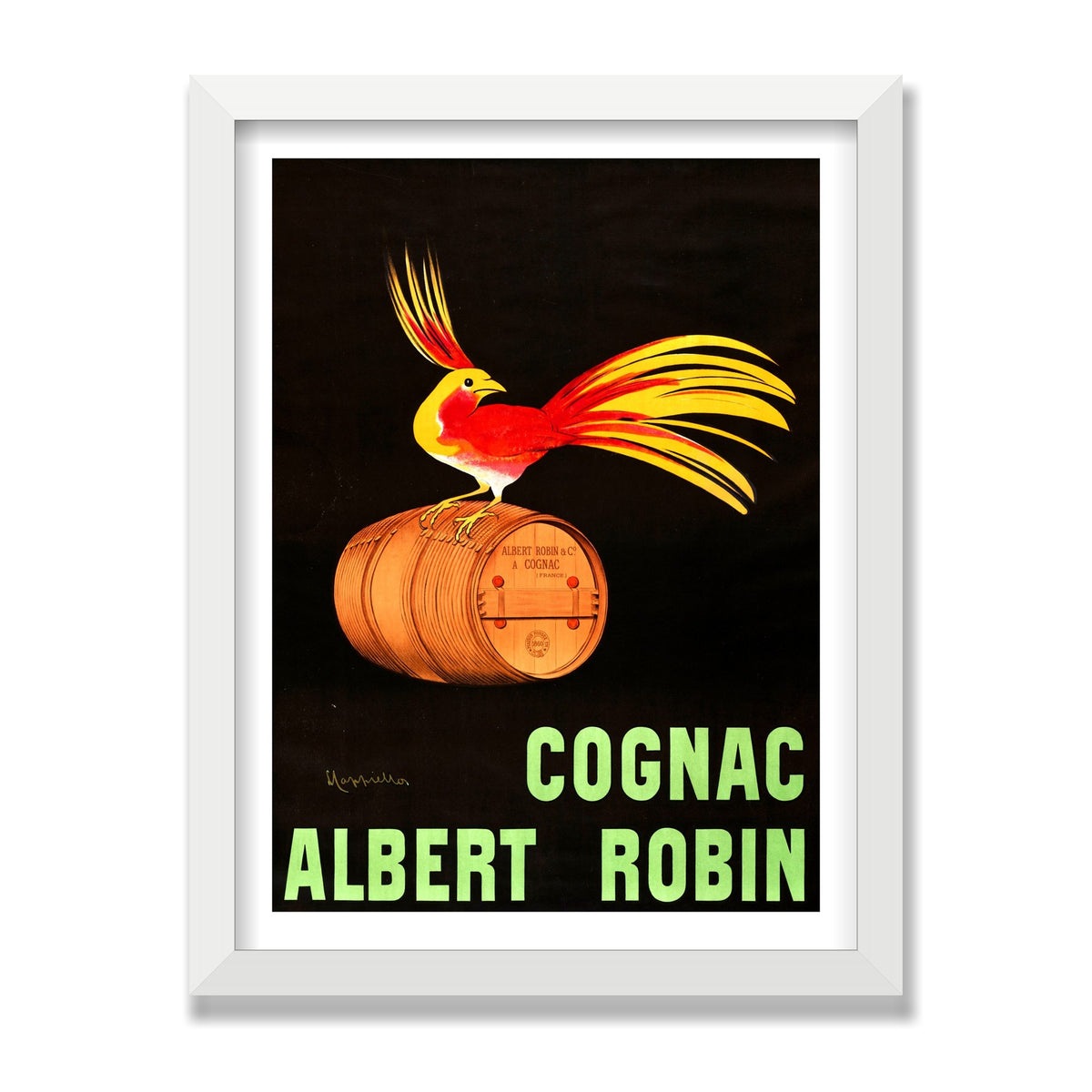 Cognac Albert Robin, 12 × 16 in, White Satin frame