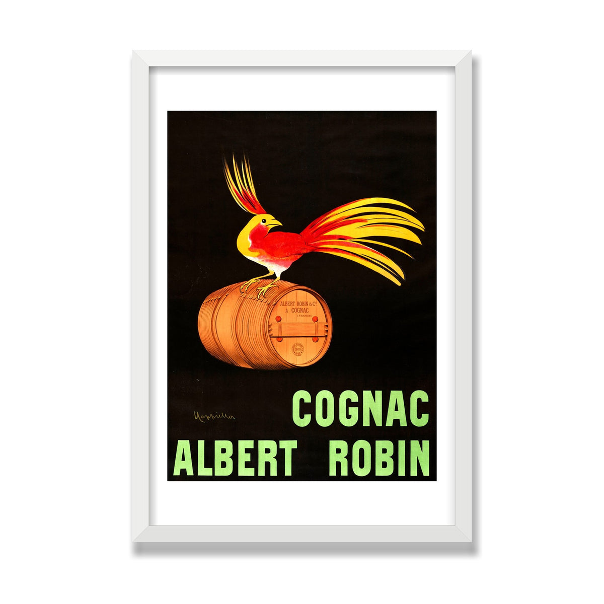 Cognac Albert Robin, 16 × 24 in, White Satin frame