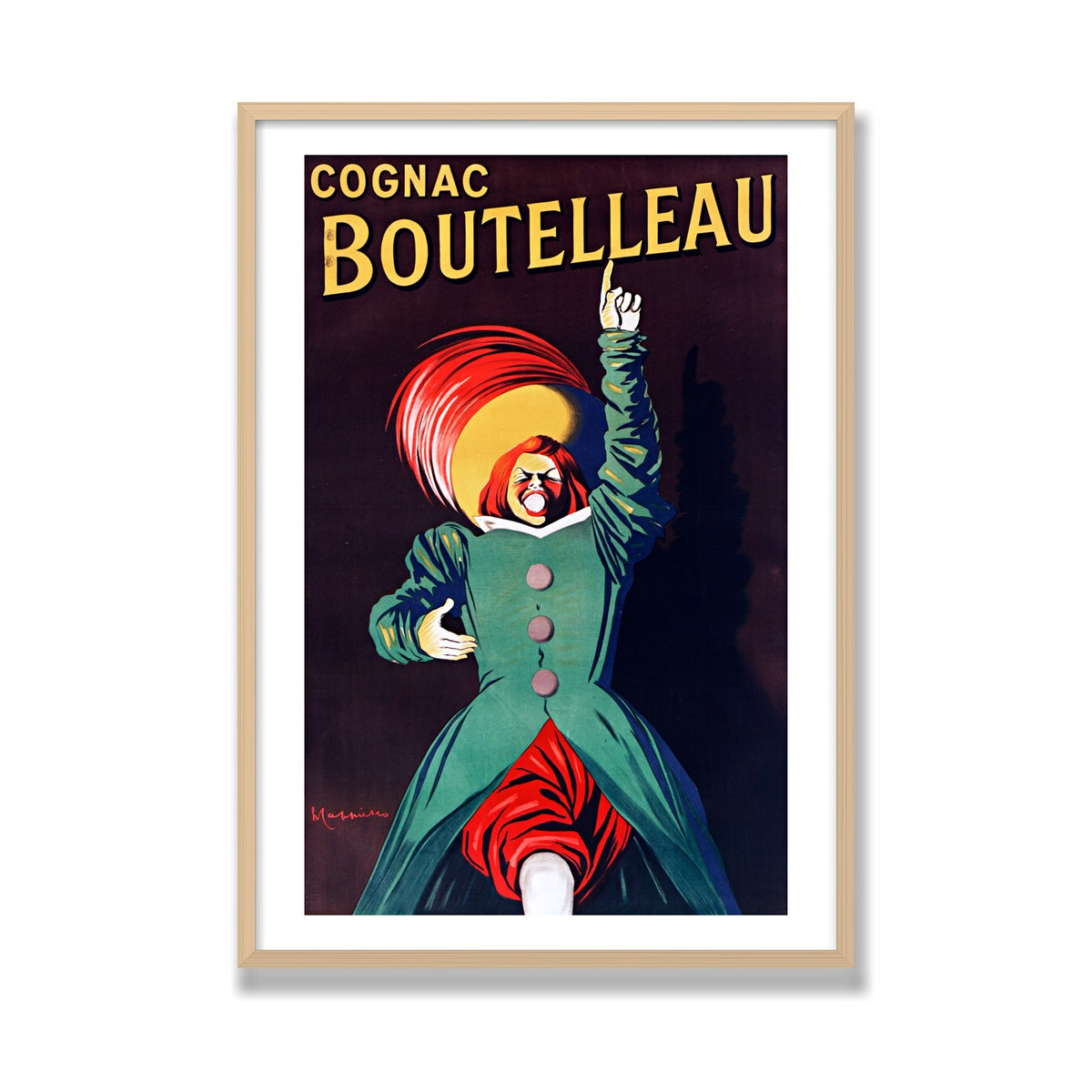 Cognac Boutelleau, 28 × 40 in, Natural Oak frame