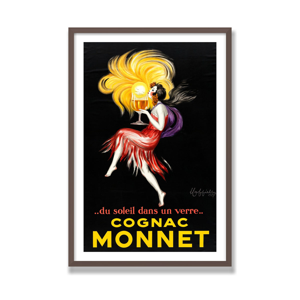 Cognac Monnet, 24 × 36 in, Walnut frame