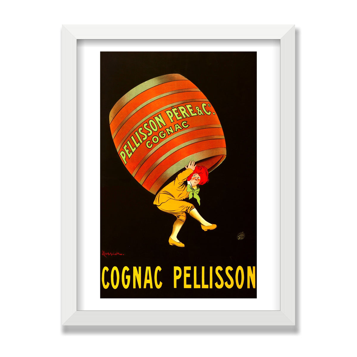 Cognac Pellisson, 12 × 16 in, White Satin frame