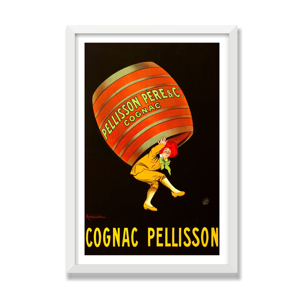 Cognac Pellisson, 16 × 24 in, White Satin frame