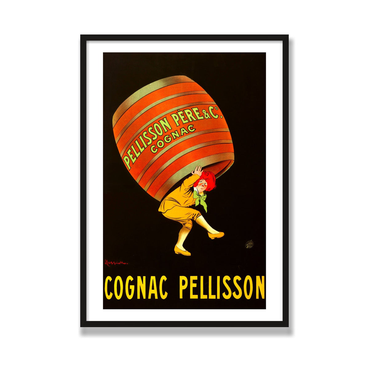 Cognac Pellisson, 28 × 40 in, Black Oak frame