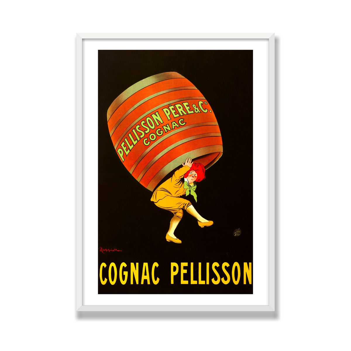 Cognac Pellisson, 28 × 40 in, White Satin frame