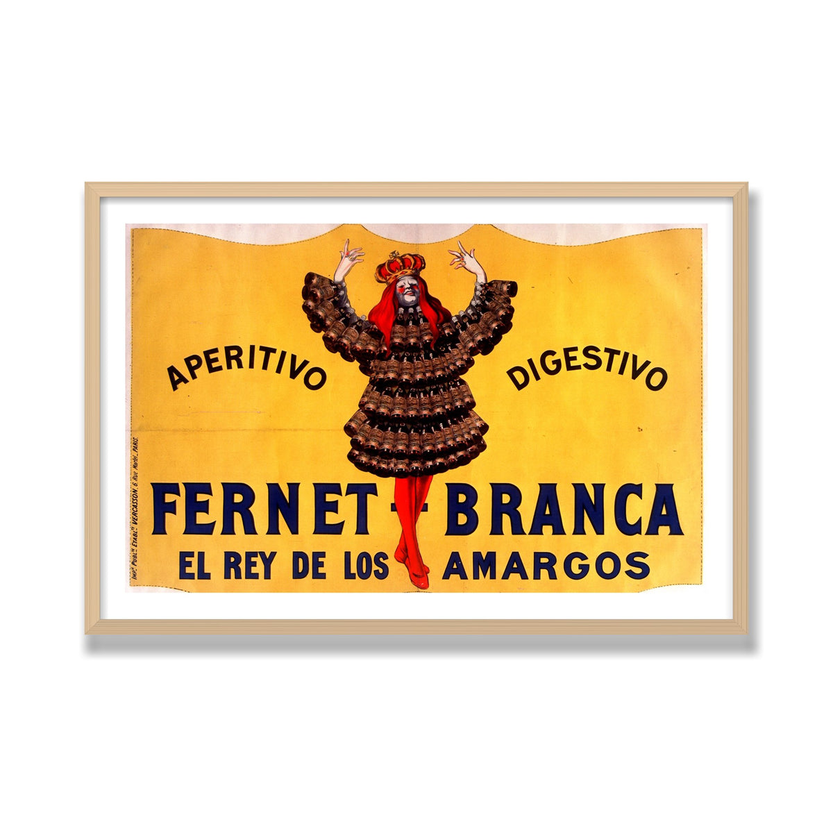 Fernet-Branca, 24 × 36 in, Natural Oak frame