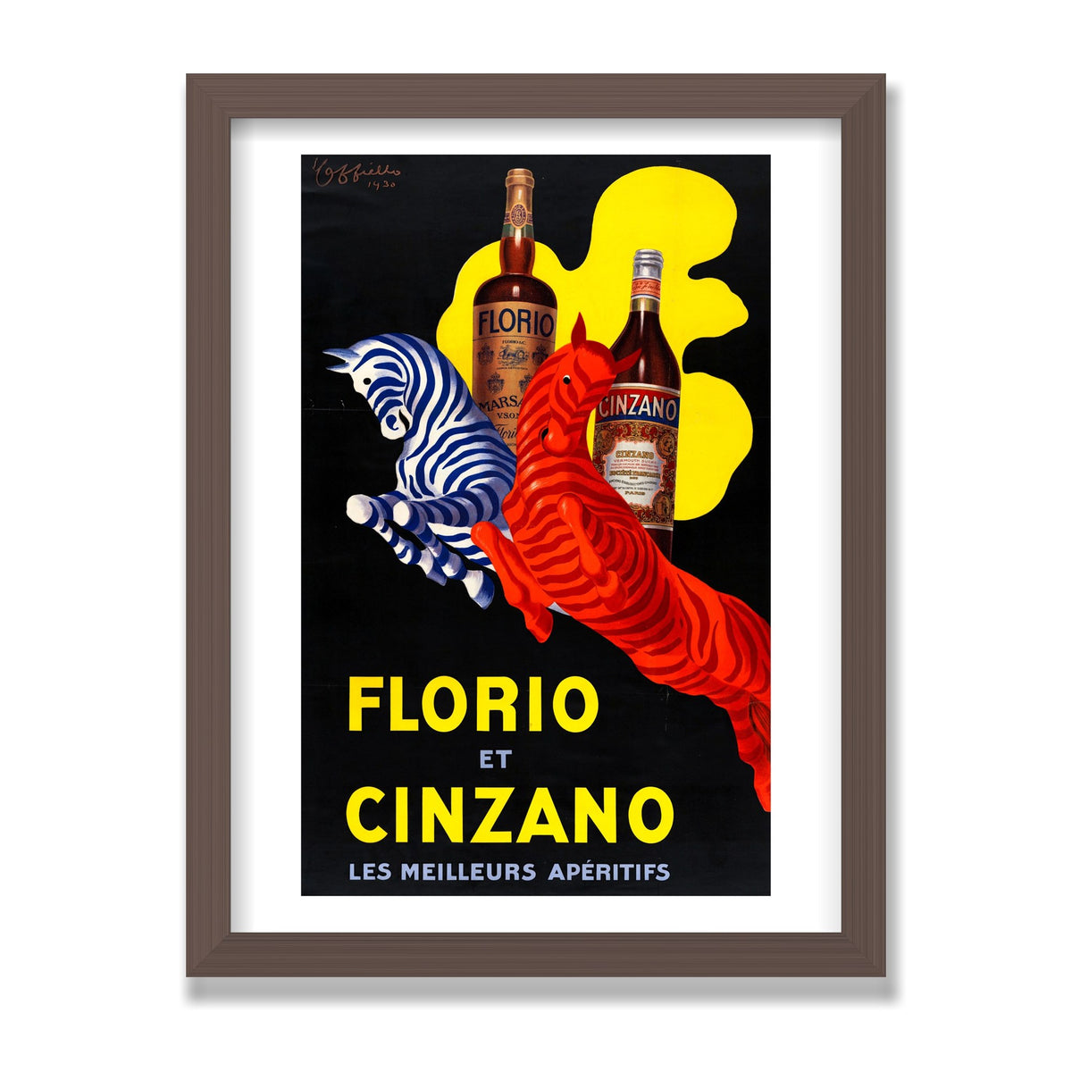 Florio et Cinzano, 12 × 16 in, Walnut frame