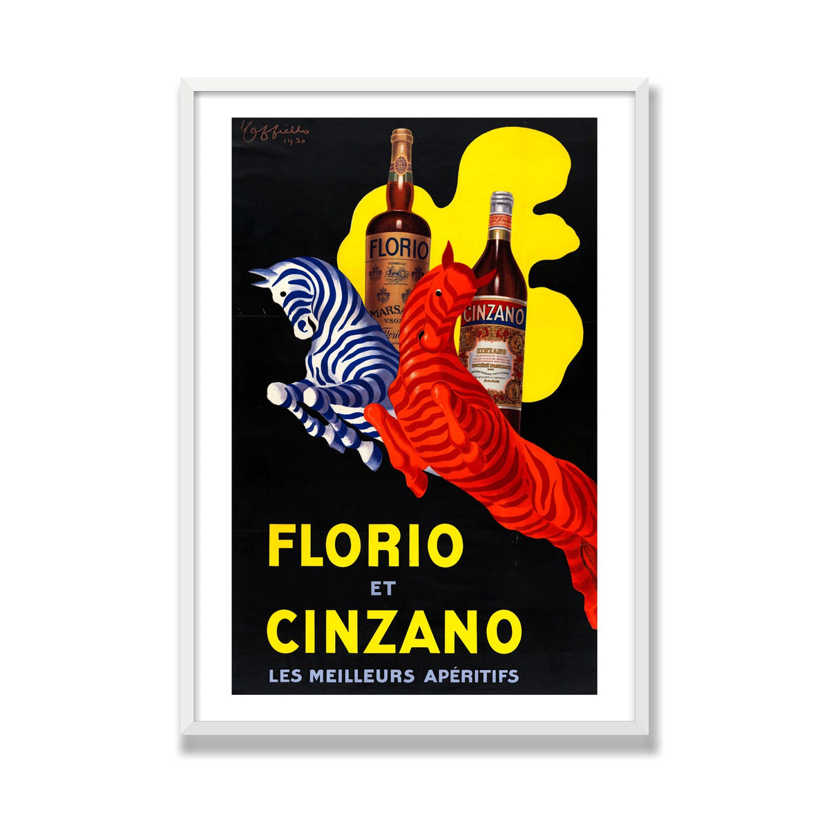 Florio et Cinzano, 28 × 40 in, White Satin frame