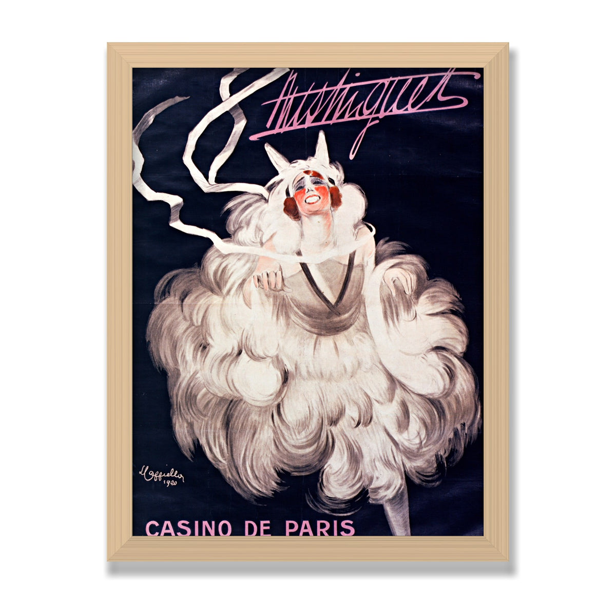 Mistinguett, 12 × 16 in, Natural Oak frame