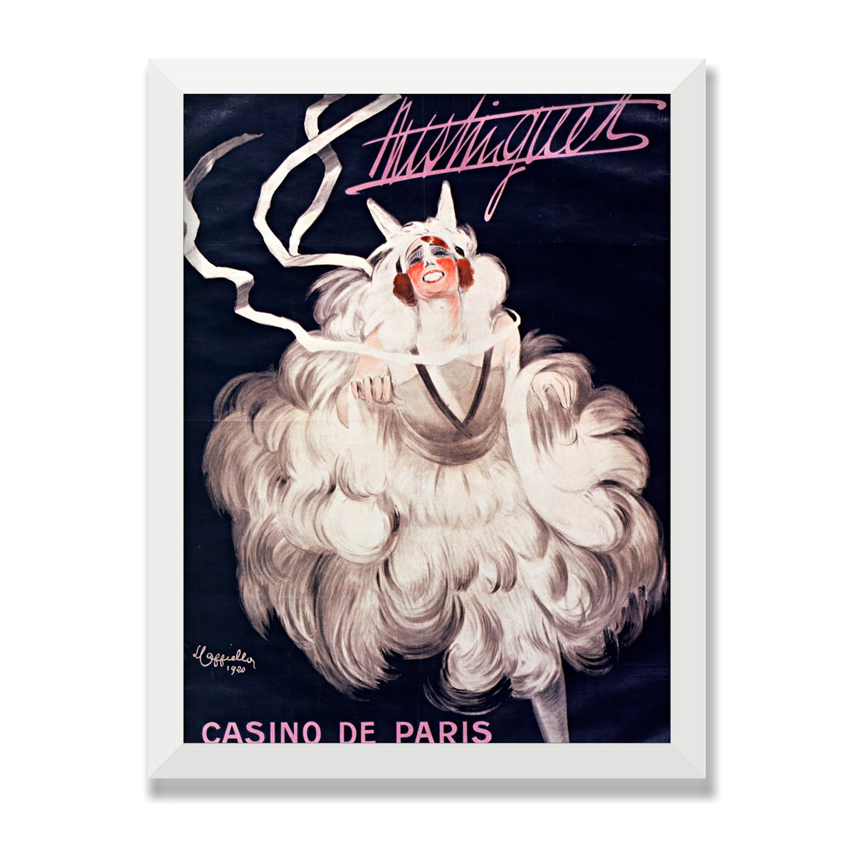 Mistinguett, 12 × 16 in, White Satin frame