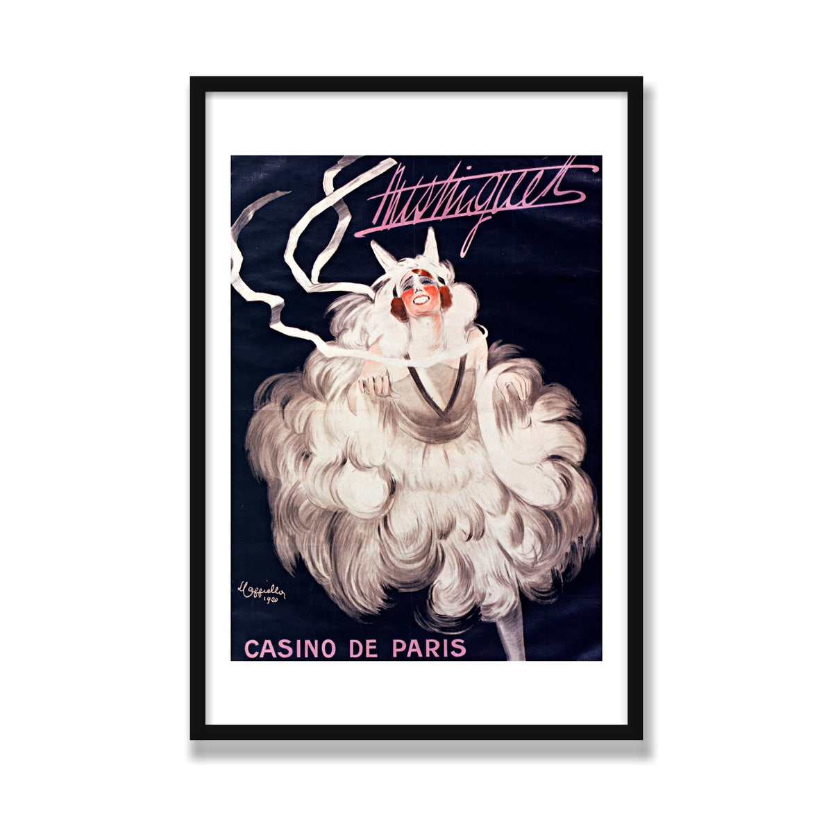 Mistinguett, 24 × 36 in, Black Satin frame