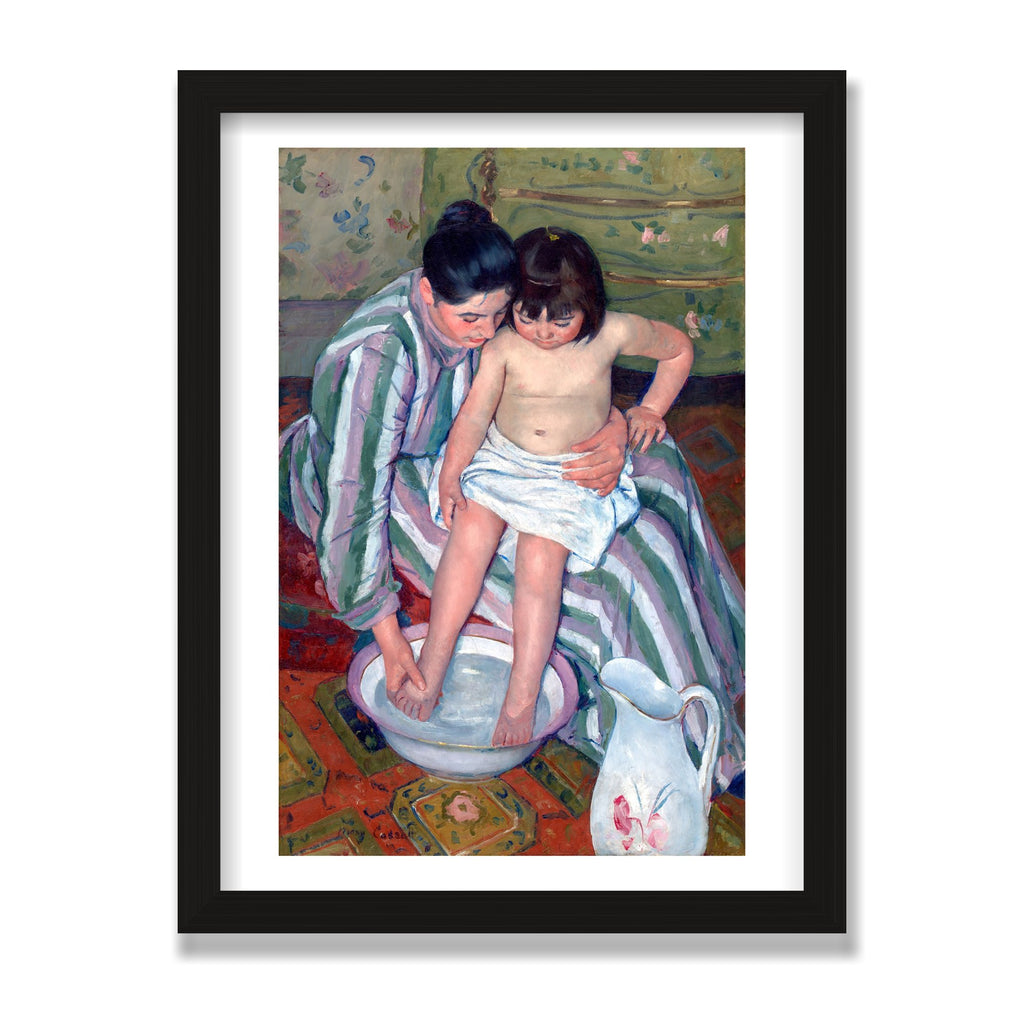 The Child's Bath, 12 × 16 in, Black Oak frame
