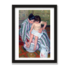 The Child's Bath, 12 × 16 in, Black Oak frame