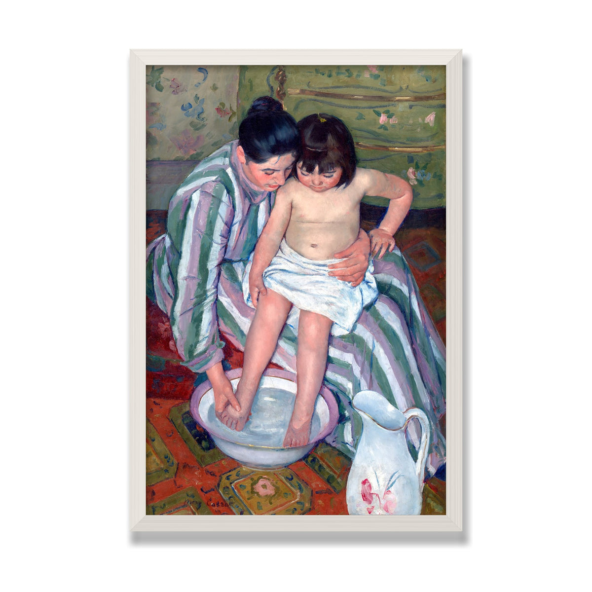 The Child's Bath, 16 × 24 in, White Oak frame