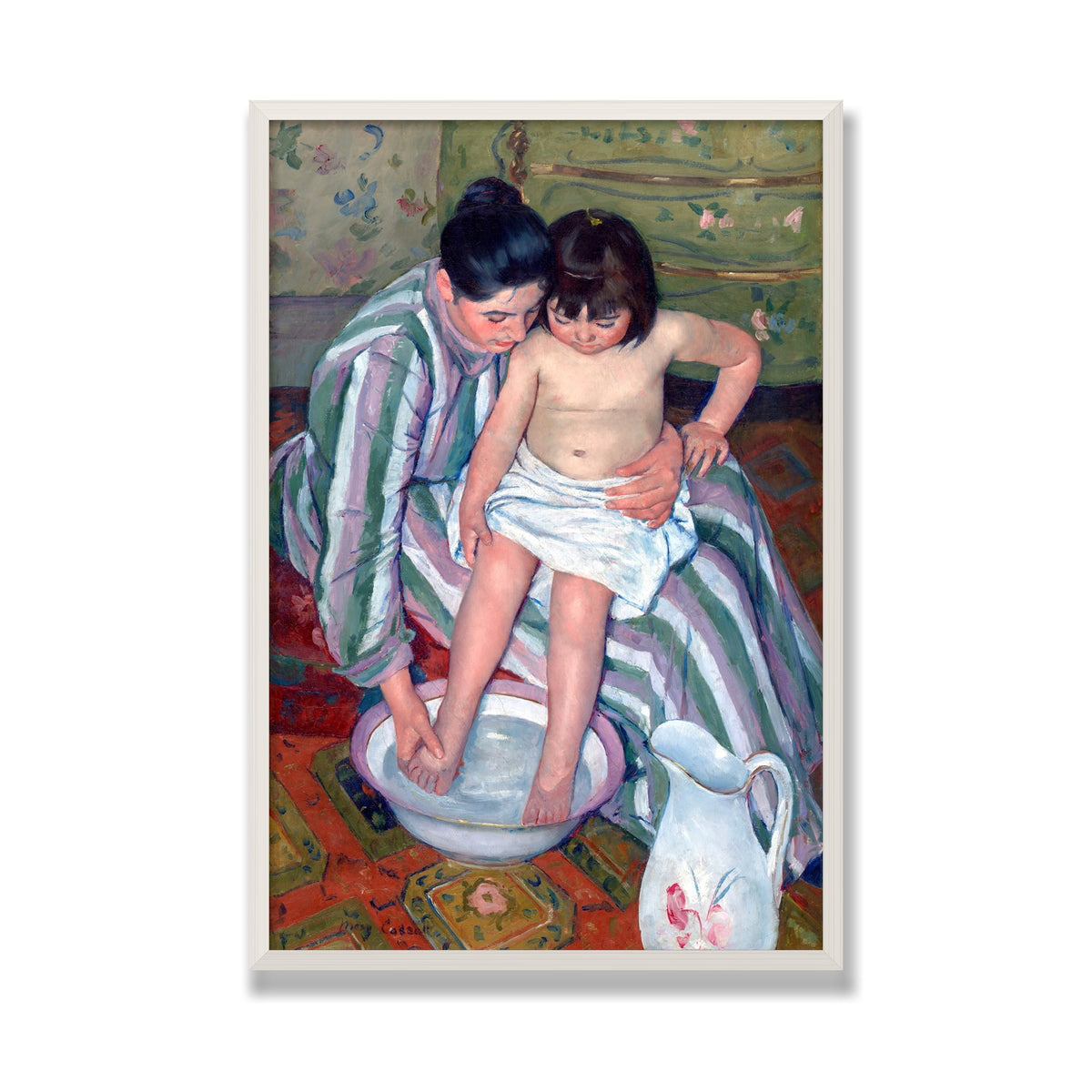 The Child's Bath, 24 × 36 in, White Oak frame