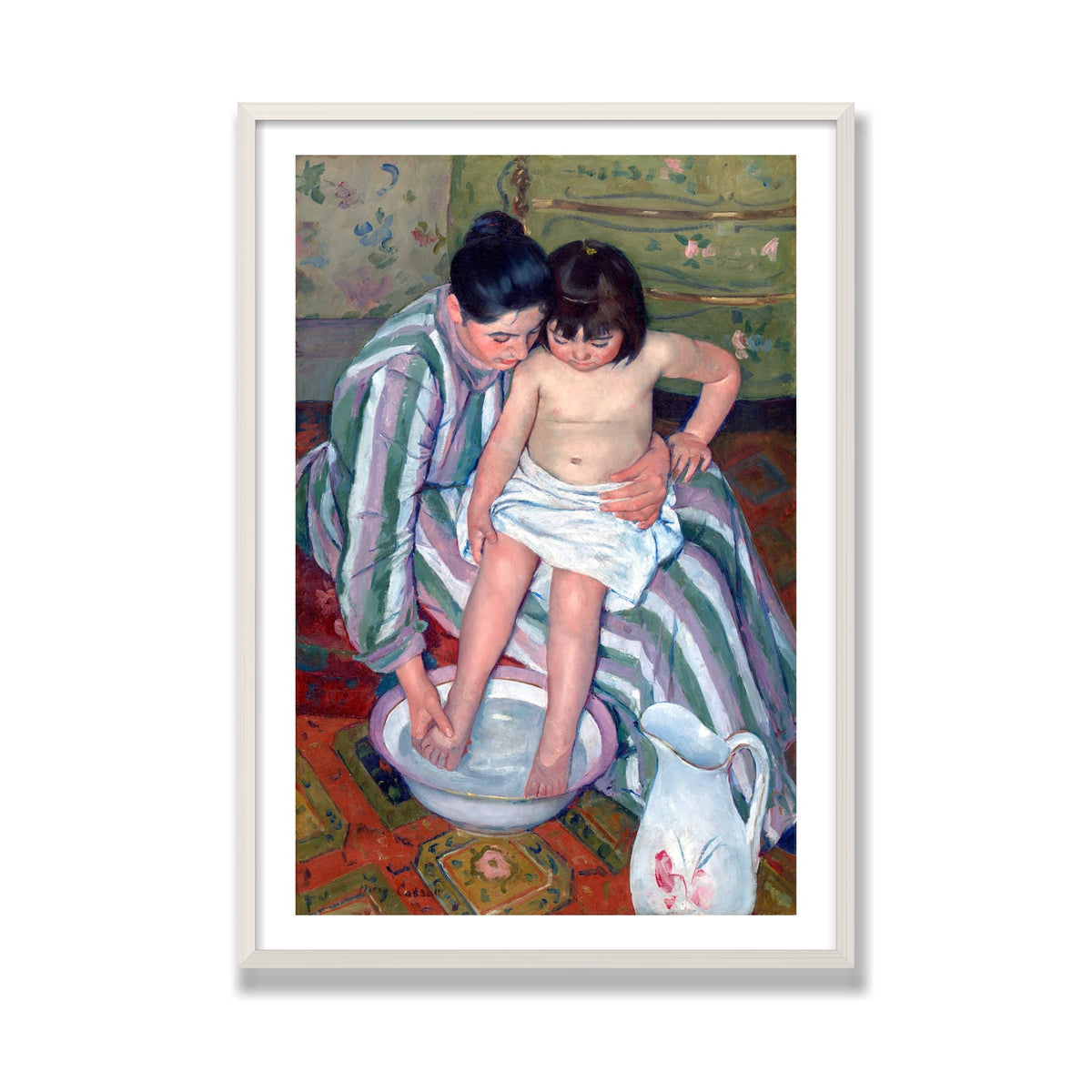 The Child's Bath, 28 × 40 in, White Oak frame