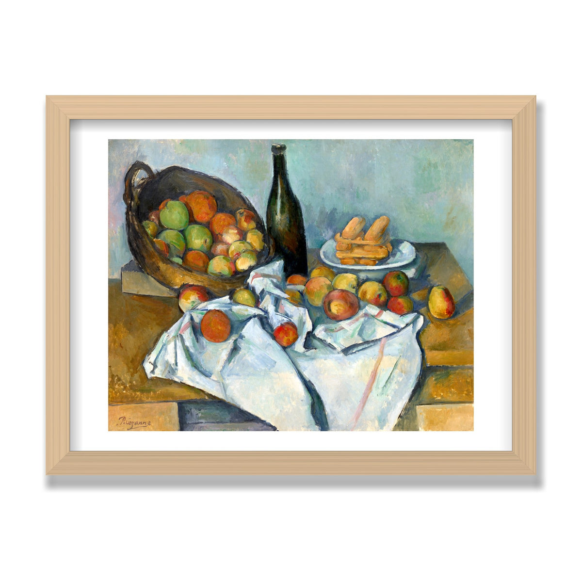 The Basket of Apples, 12 × 16 in, Natural Oak frame