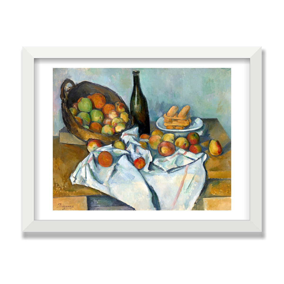 The Basket of Apples, 12 × 16 in, White Satin frame