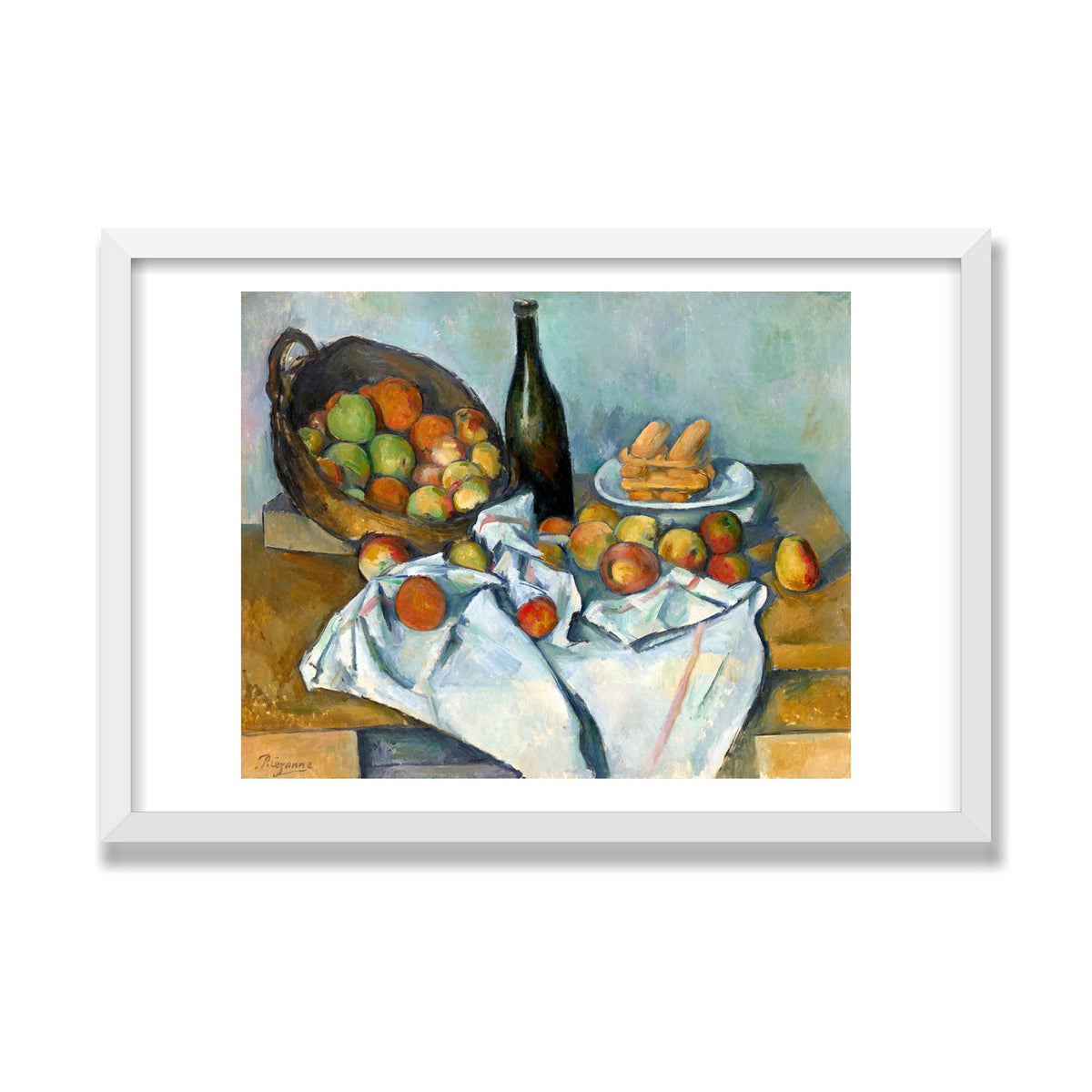 The Basket of Apples, 16 × 24 in, White Satin frame