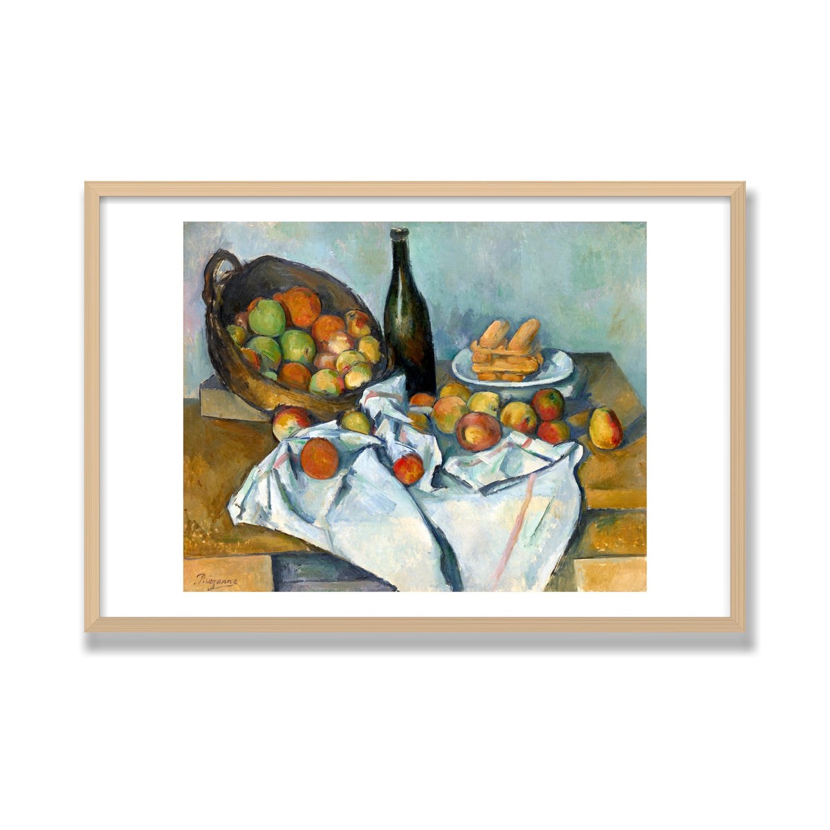 The Basket of Apples, 24 × 36 in, Natural Oak frame