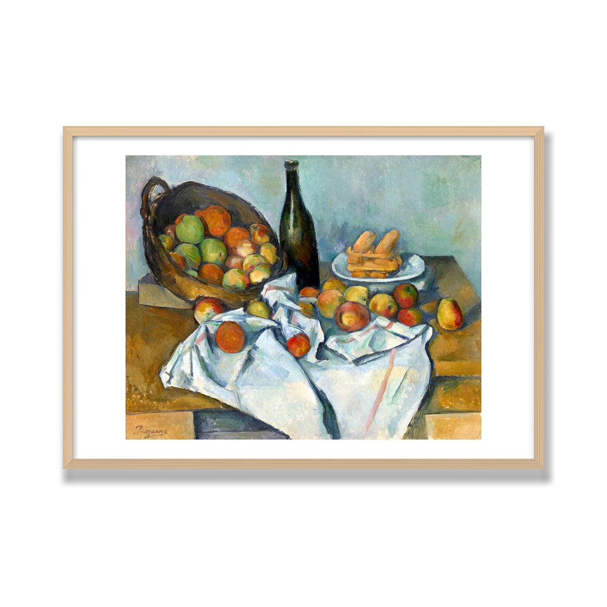 The Basket of Apples, 28 × 40 in, Natural Oak frame