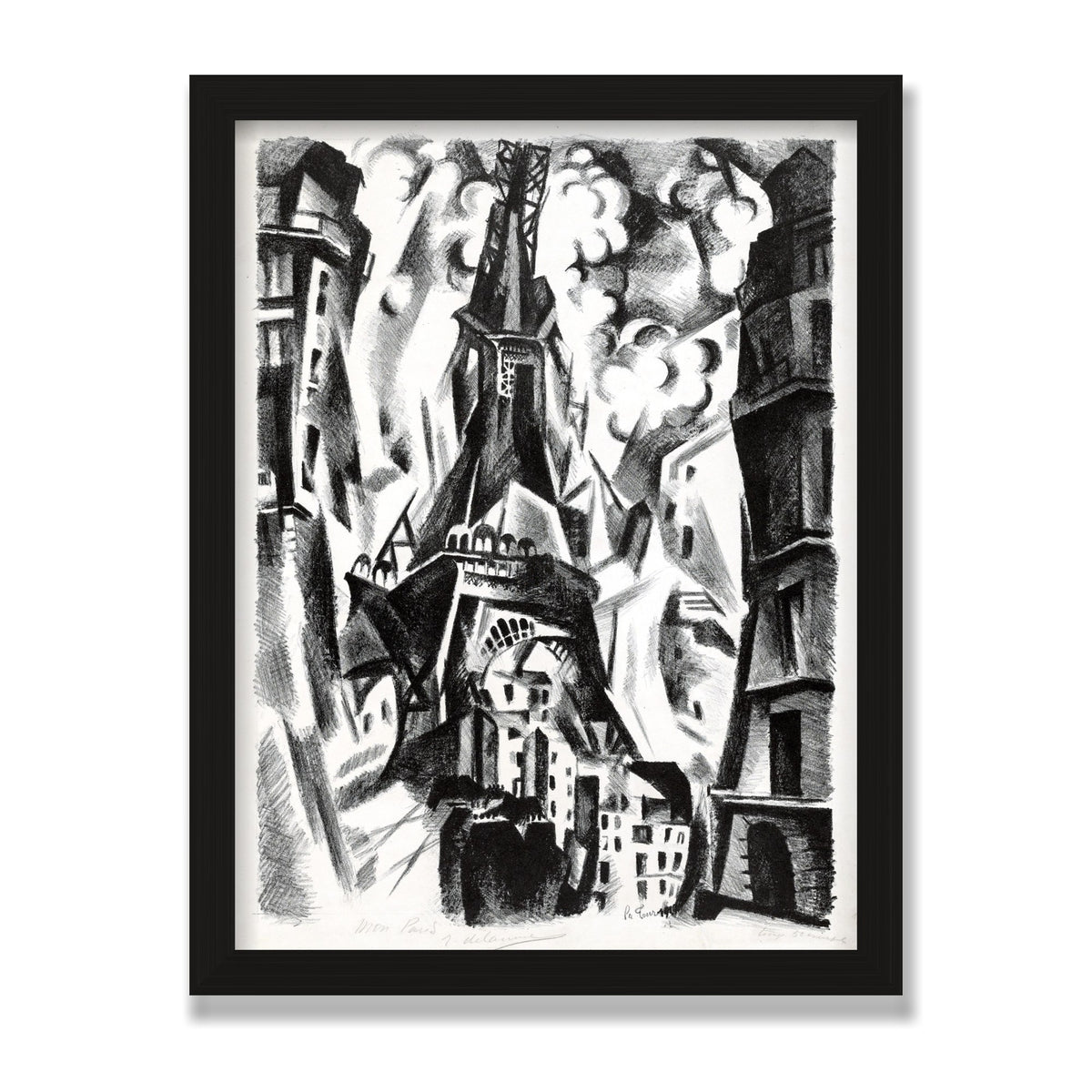La Tour (The Eiffel Tower), 12 × 16 in, Black Oak frame