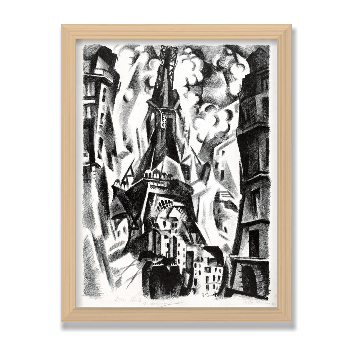 La Tour (The Eiffel Tower), 12 × 16 in, Natural Oak frame