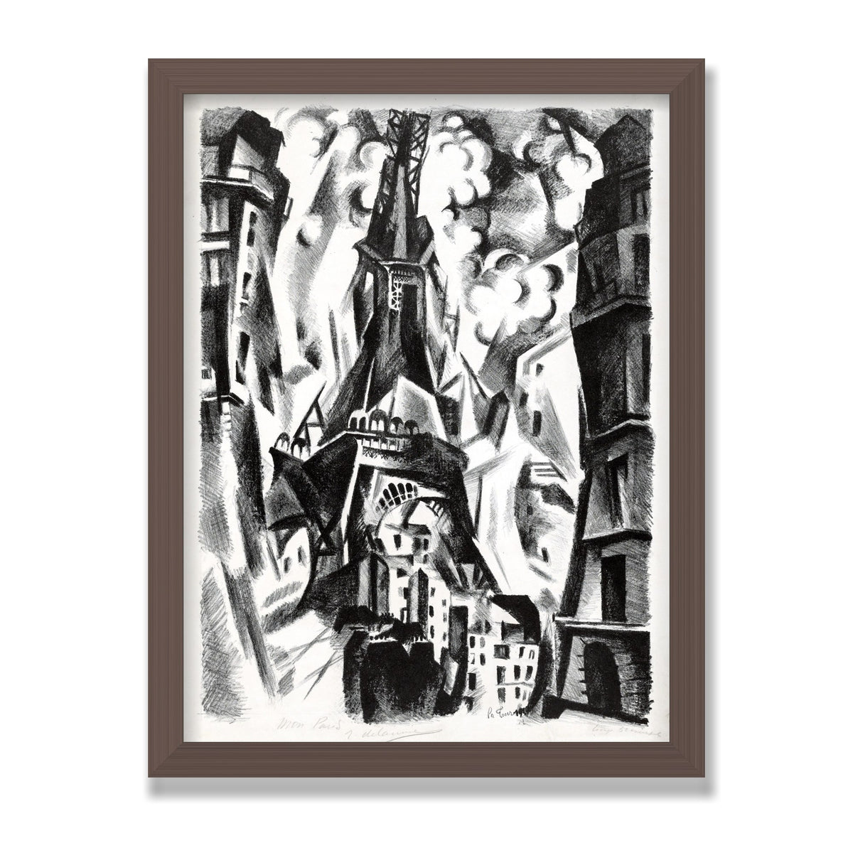 La Tour (The Eiffel Tower), 12 × 16 in, Walnut frame