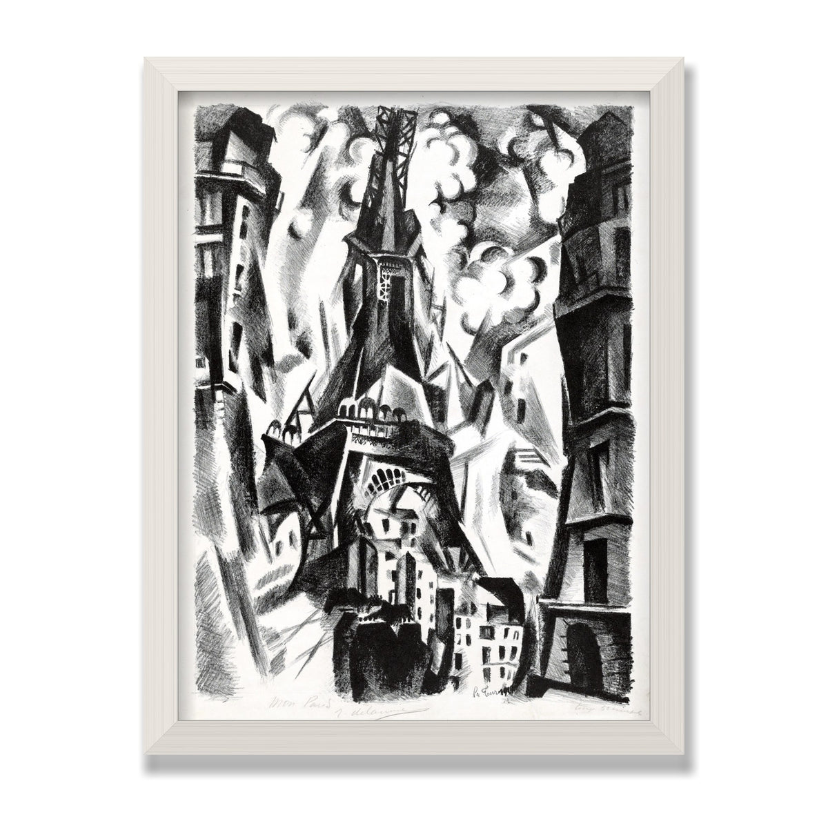 La Tour (The Eiffel Tower), 12 × 16 in, White Oak frame