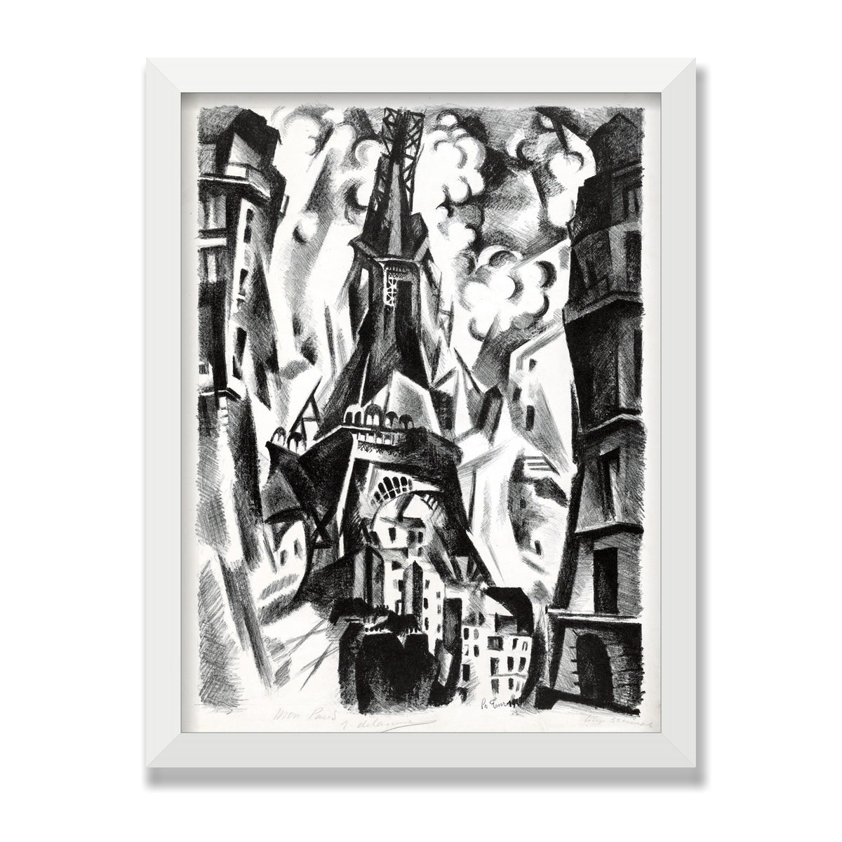 La Tour (The Eiffel Tower), 12 × 16 in, White Satin frame