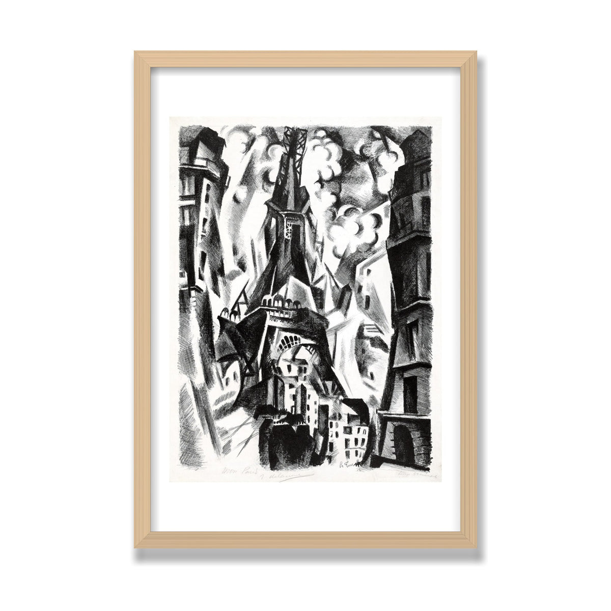La Tour (The Eiffel Tower), 16 × 24 in, Natural Oak frame