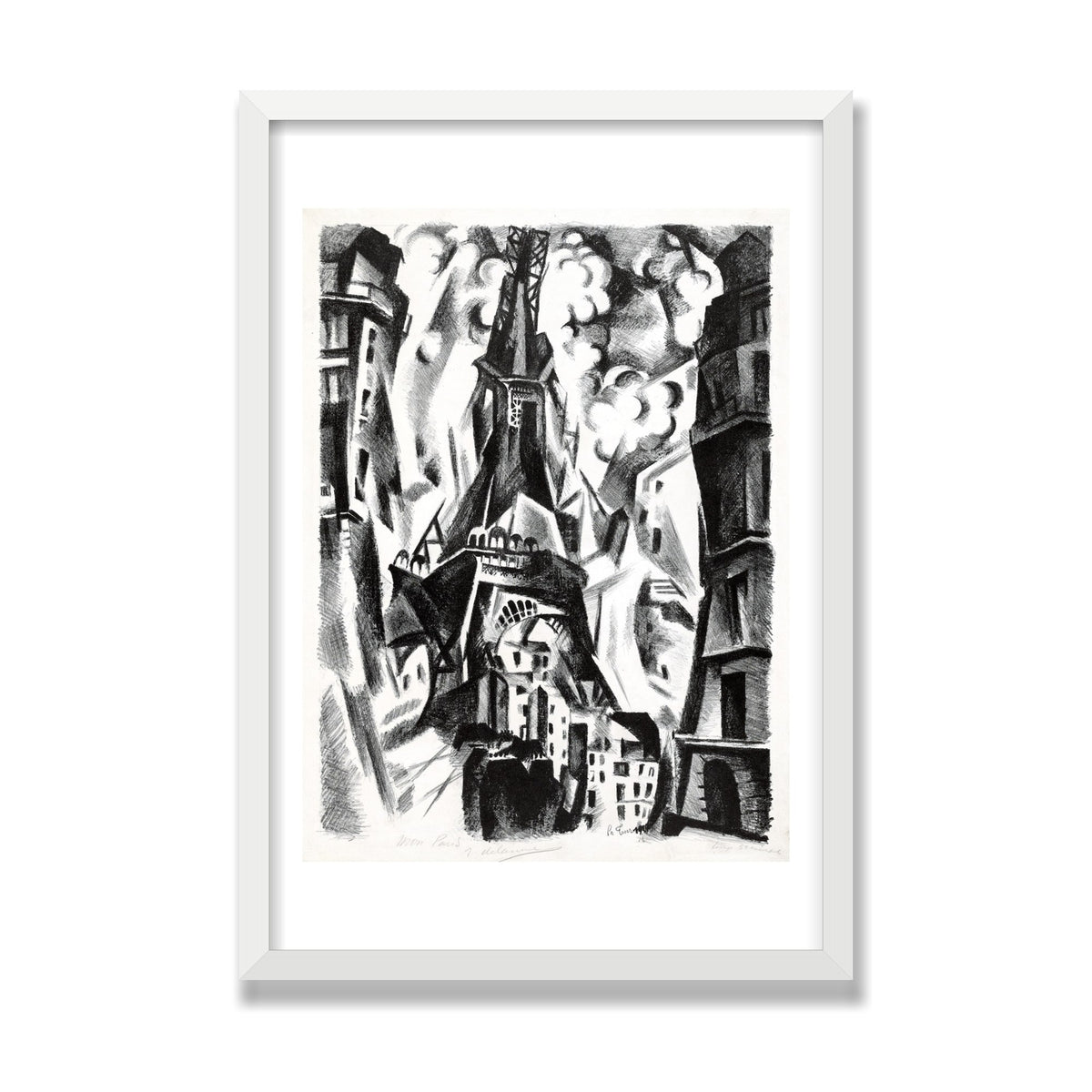 La Tour (The Eiffel Tower), 16 × 24 in, White Satin frame