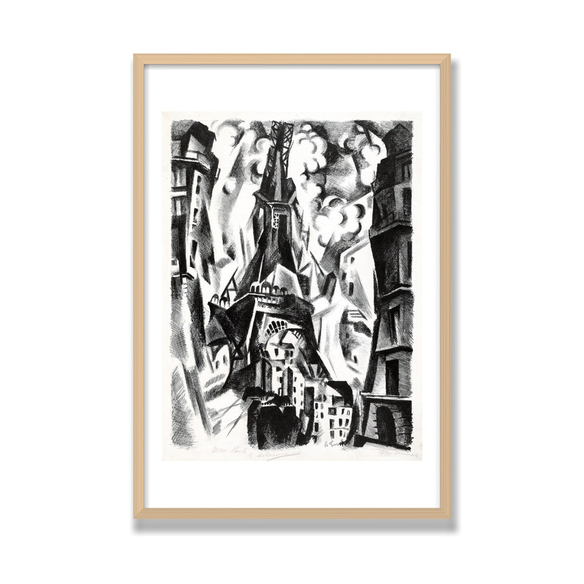 La Tour (The Eiffel Tower), 24 × 36 in, Natural Oak frame