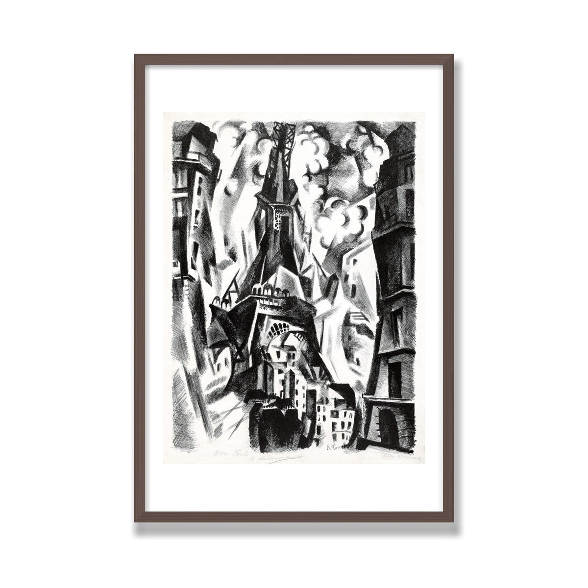 La Tour (The Eiffel Tower), 24 × 36 in, Walnut frame