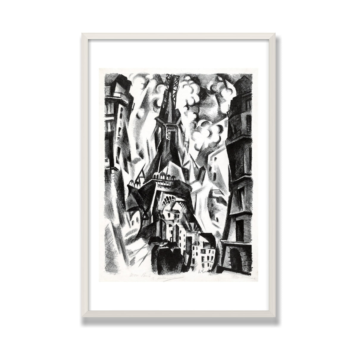 La Tour (The Eiffel Tower), 24 × 36 in, White Oak frame