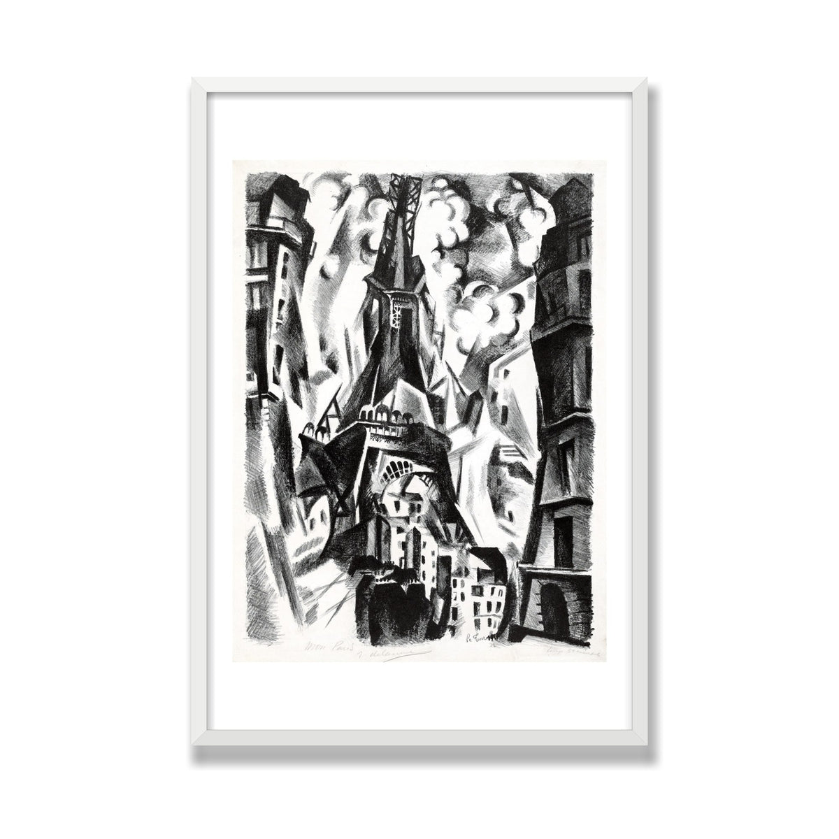 La Tour (The Eiffel Tower), 24 × 36 in, White Satin frame