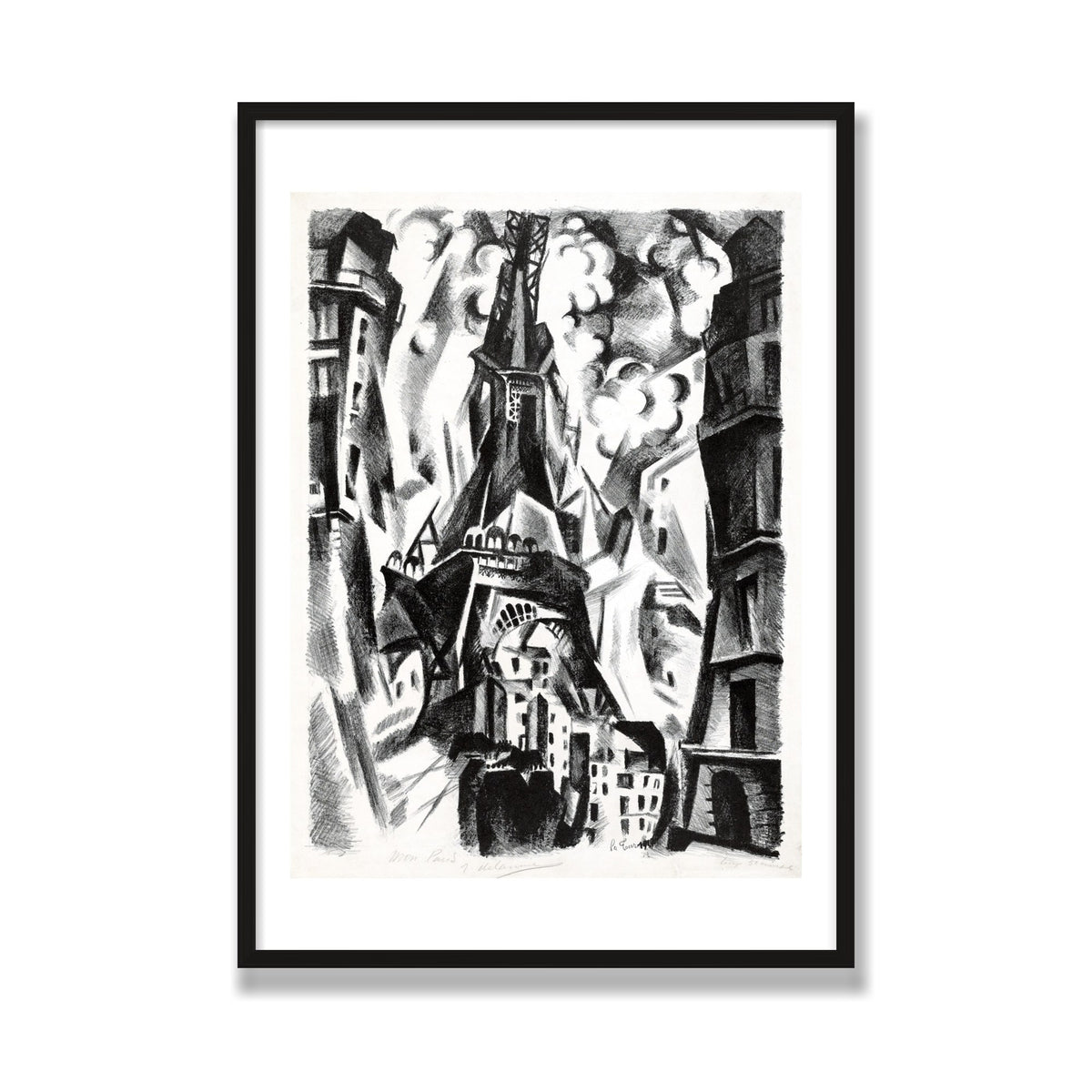 La Tour (The Eiffel Tower), 28 × 40 in, Black Oak frame