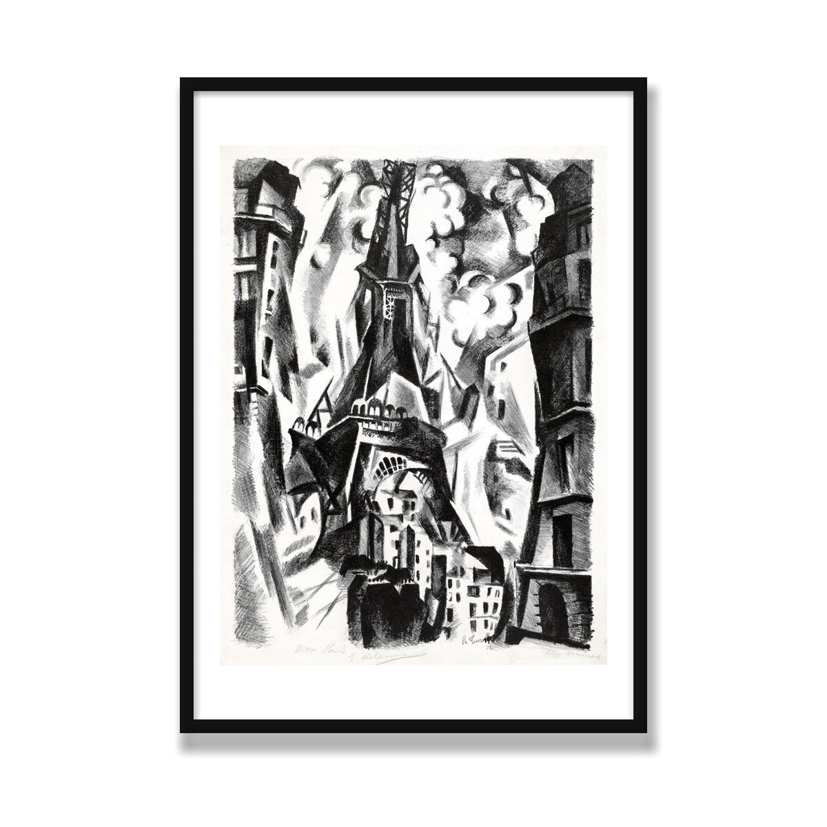 La Tour (The Eiffel Tower), 28 × 40 in, Black Satin frame