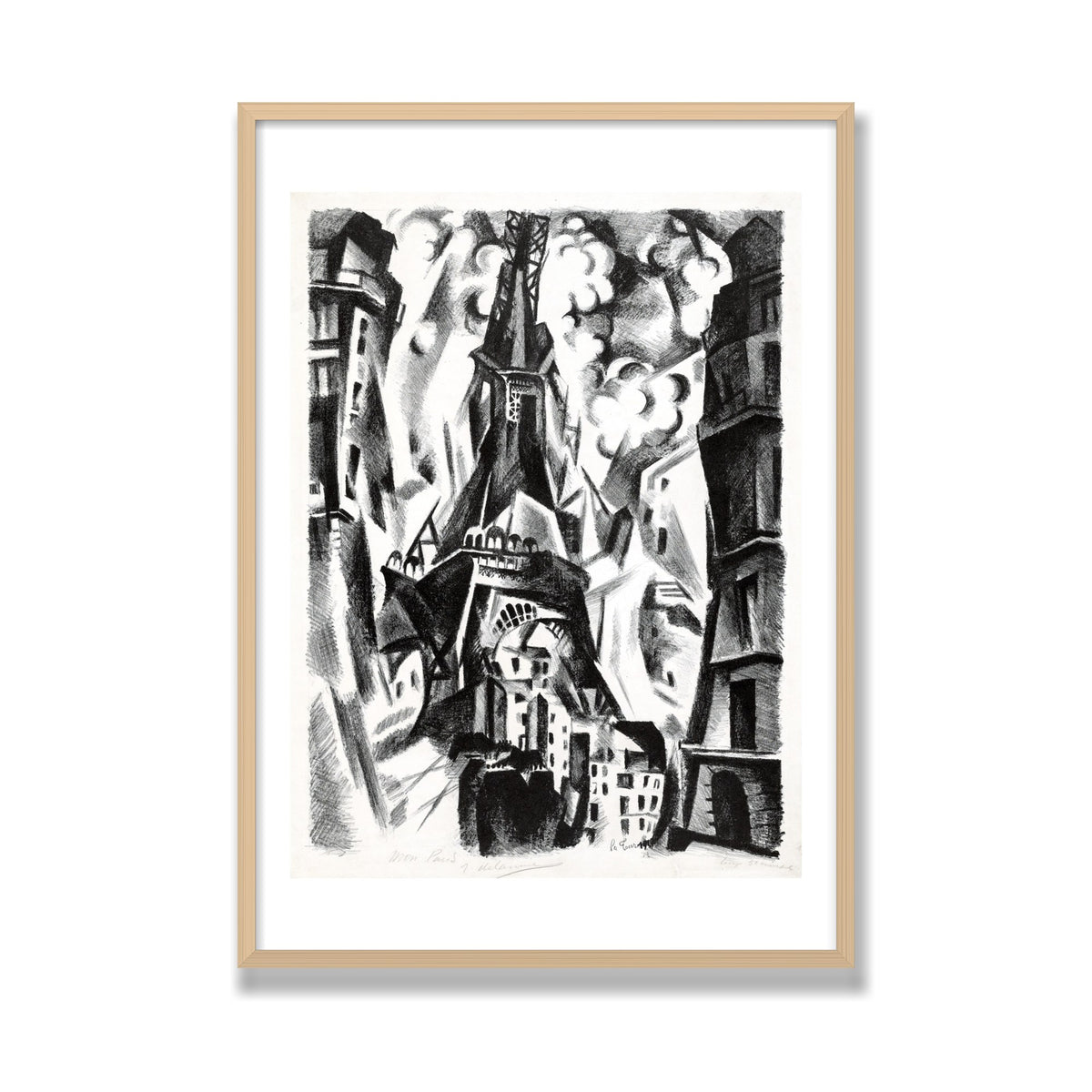 La Tour (The Eiffel Tower), 28 × 40 in, Natural Oak frame
