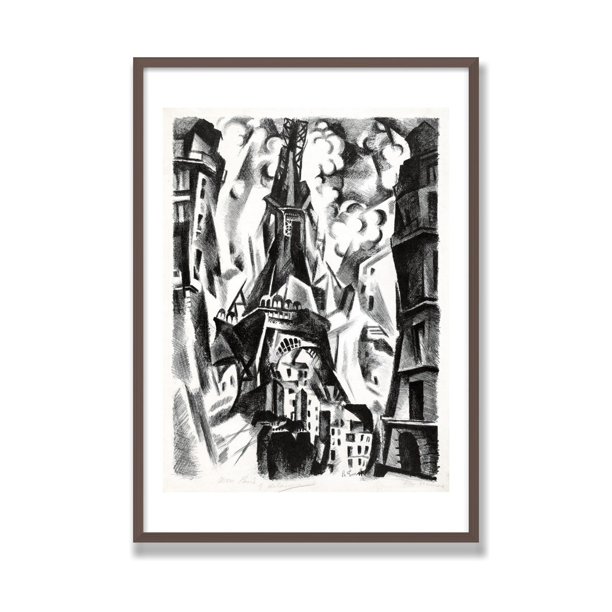 La Tour (The Eiffel Tower), 28 × 40 in, Walnut frame