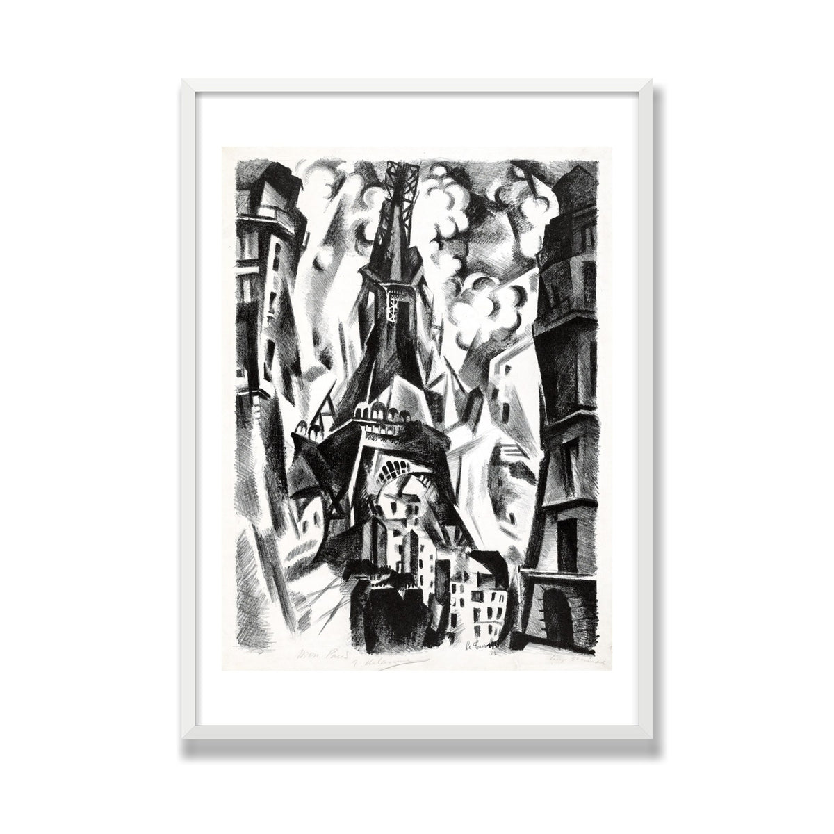 La Tour (The Eiffel Tower), 28 × 40 in, White Satin frame