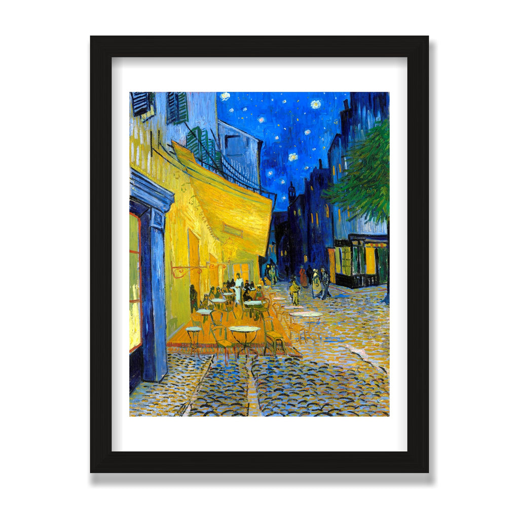 Café Terrace at Night, 12 × 16 in, Black Oak frame