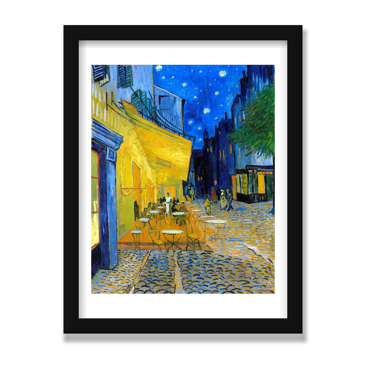 Café Terrace at Night, 12 × 16 in, Black Satin frame