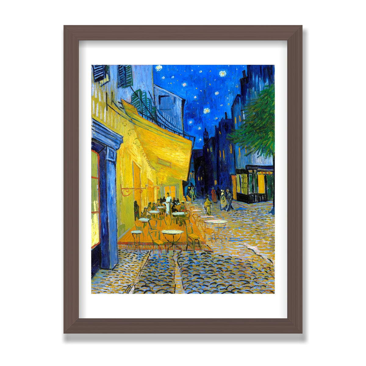Café Terrace at Night, 12 × 16 in, Walnut frame