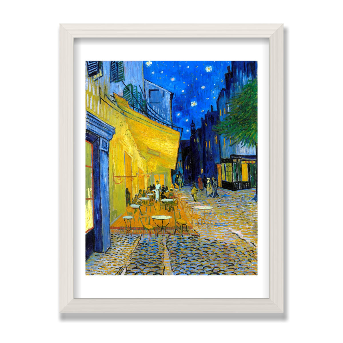 Café Terrace at Night, 12 × 16 in, White Oak frame