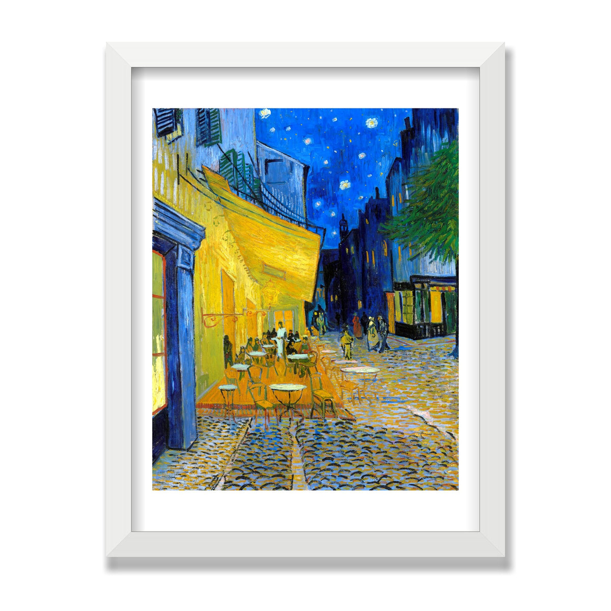 Café Terrace at Night, 12 × 16 in, White Satin frame