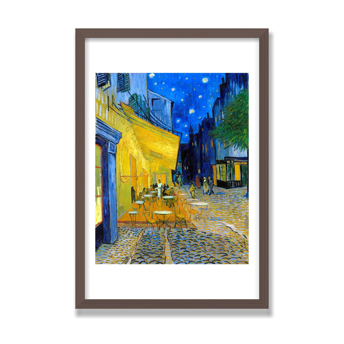 Café Terrace at Night, 16 × 24 in, Walnut frame