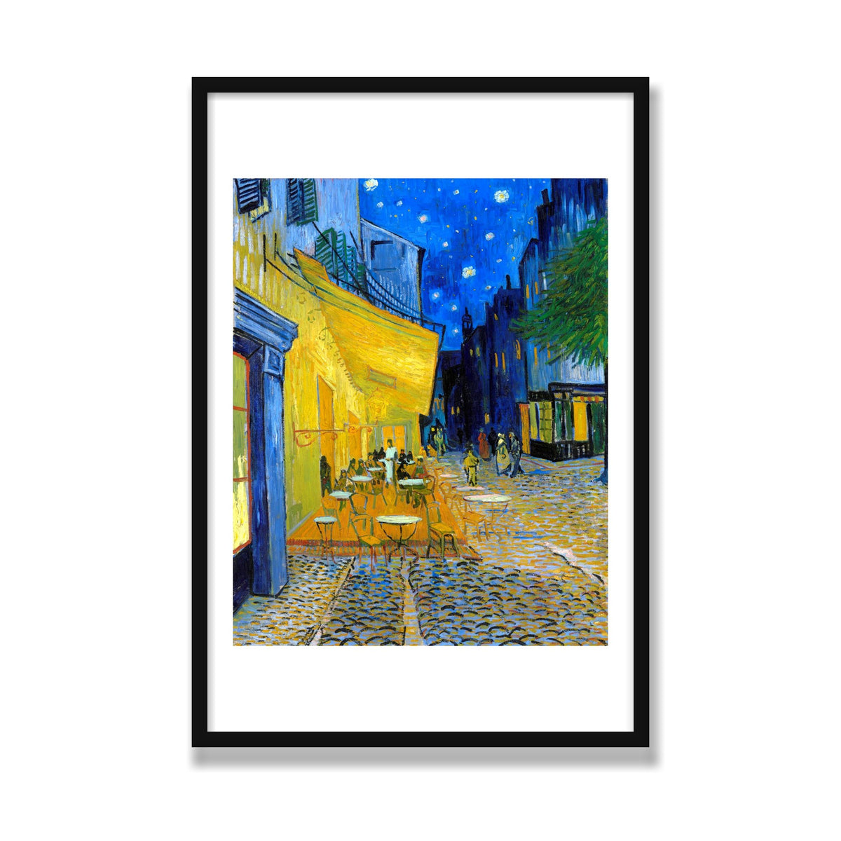 Café Terrace at Night, 24 × 36 in, Black Satin frame