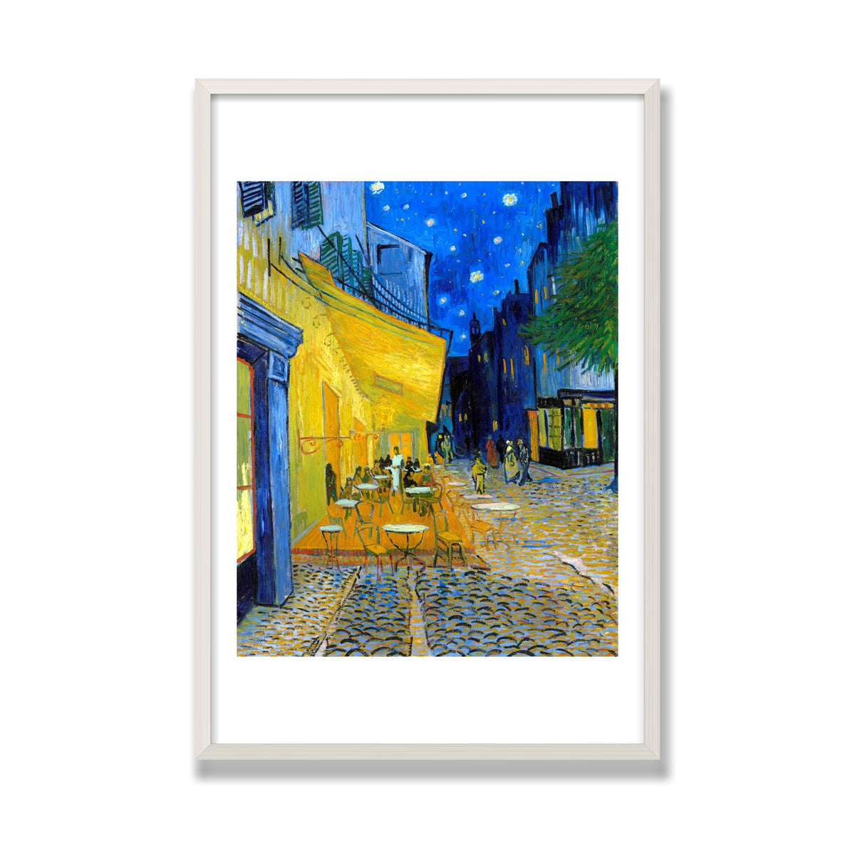 Café Terrace at Night, 24 × 36 in, White Oak frame